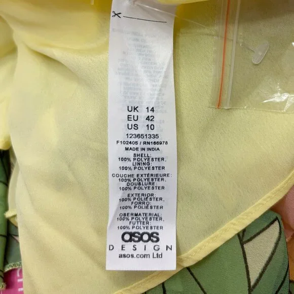 ASOS retro yellow and purple floral maxi dress size US 10 - Picture 6 of 7